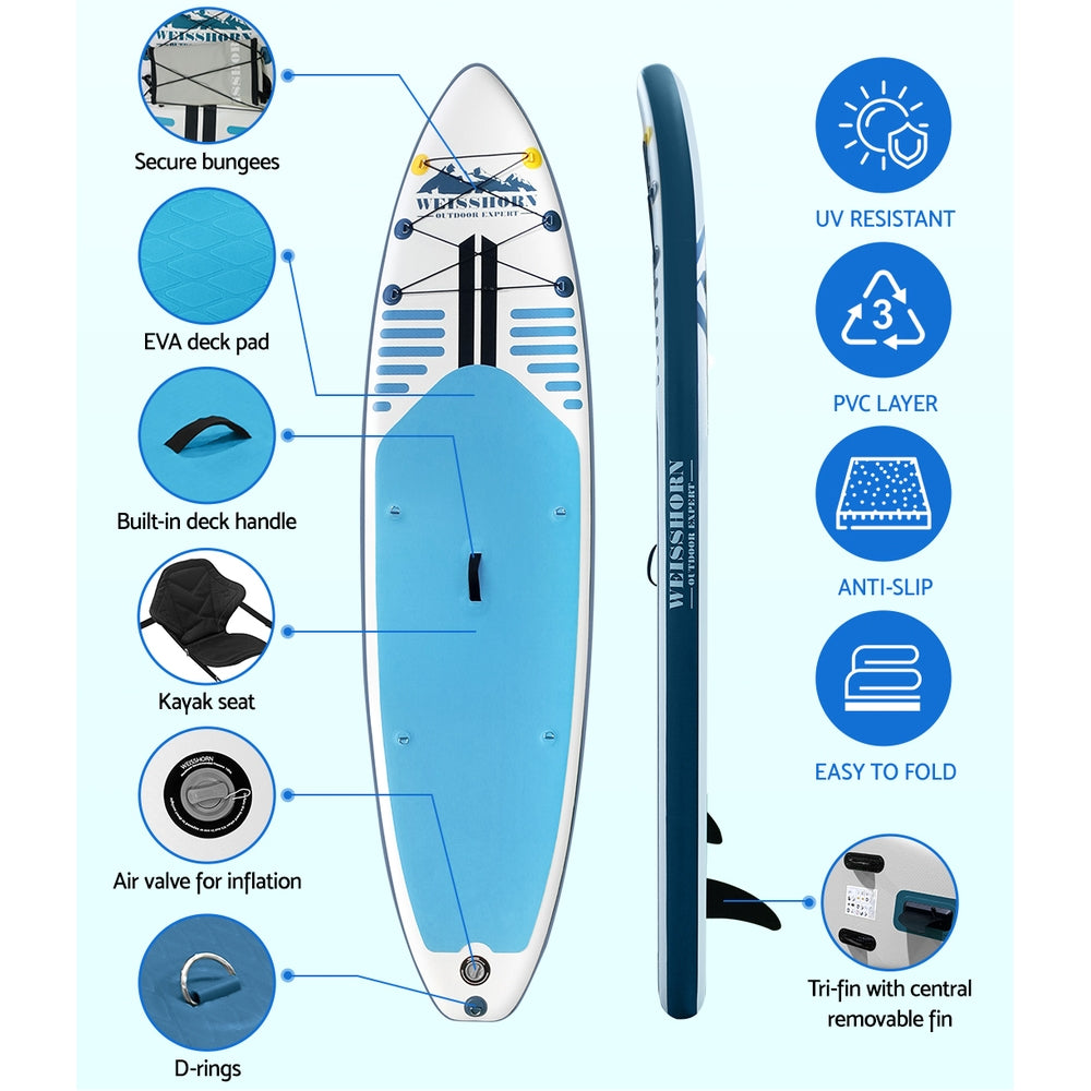Inflatable Stand Up Paddle Board | Weisshorn | SUP Surfboard | Kayak | 10FT