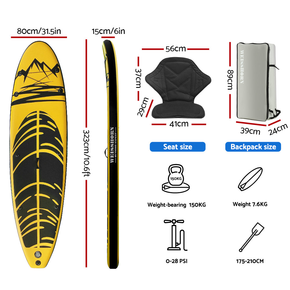 10FT Inflatable Stand Up Paddle Board | Weisshorn SUP