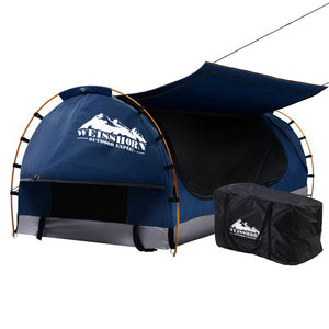 Weisshorn King Single Camping Canvas Swag | Free Standing | Blue Dome Tent