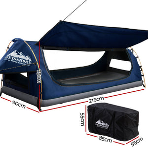 Weisshorn King Single Camping Canvas Swag | Free Standing | Blue Dome Tent