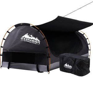 Weisshorn King Single Camping Canvas Swag | Free Standing Tent | Grey Dome