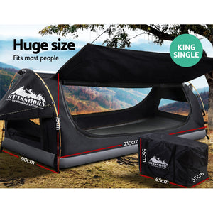 Weisshorn King Single Camping Canvas Swag | Free Standing Tent | Grey Dome