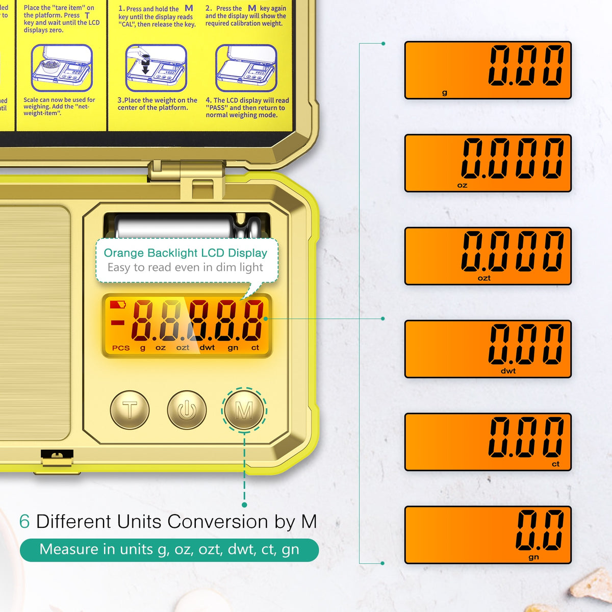 Gold 200g 0.01g Pocket Scales With 50g Calibration