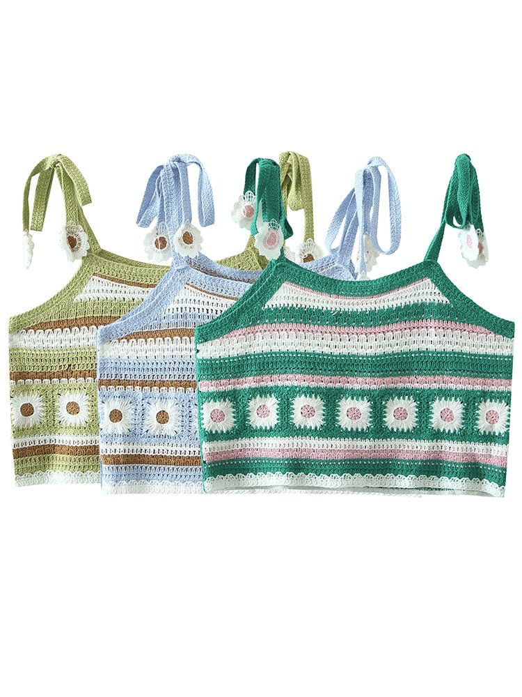 Bohemian Beach Crop Top | Knitted Cotton | Various Colours | Free Size