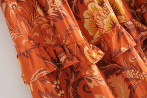 Women's Ruffled Bohemian Floral Skirt | High Waist | S-L
