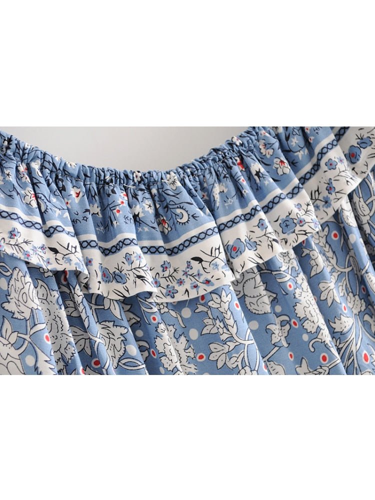 Women's Festival Two Piece Outfit | Long Sleeve Top + Long Bohemian Dress | S-L