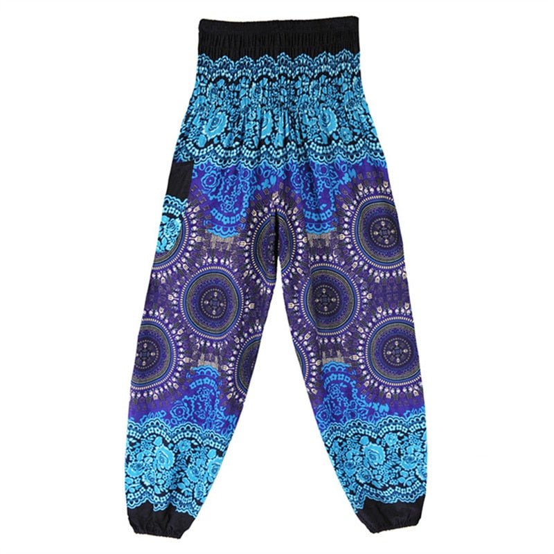 Women's Hippie Yoga Pants | Blue Hippie Design | Free Size