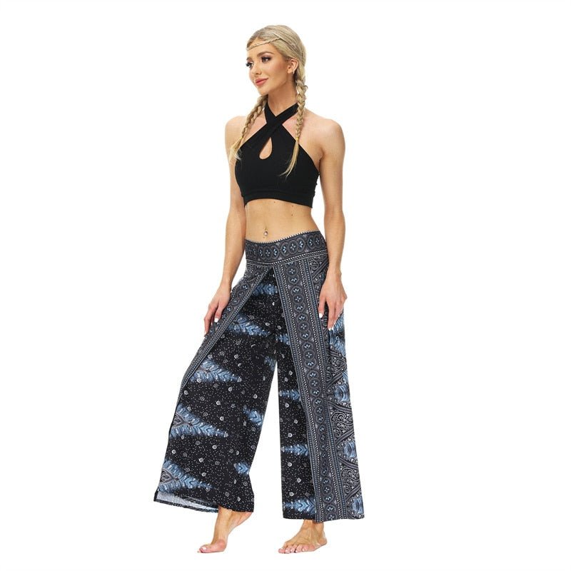 Women's Casual Slit Wide Leg Hippie Boho Pants | Moon Magic Design | S-L