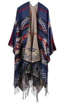 Ethnic Blanket Poncho With Tassels | Festival Print | Free Size