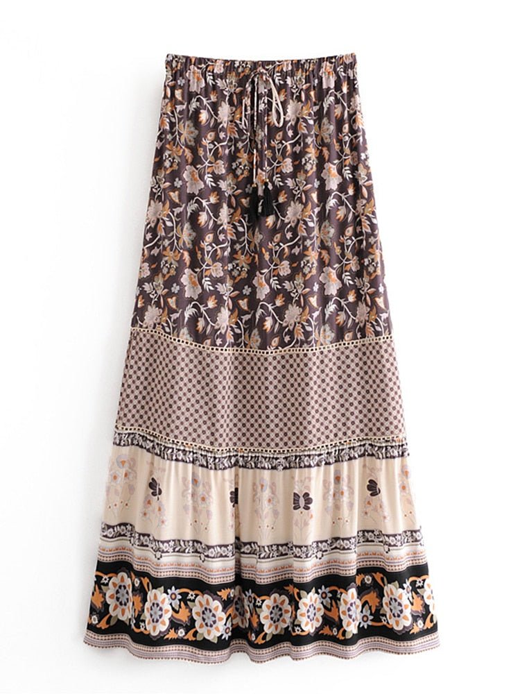 Cute Hippie Chic Long Maxi Bohemian Skirt | High Waisted | S-XL