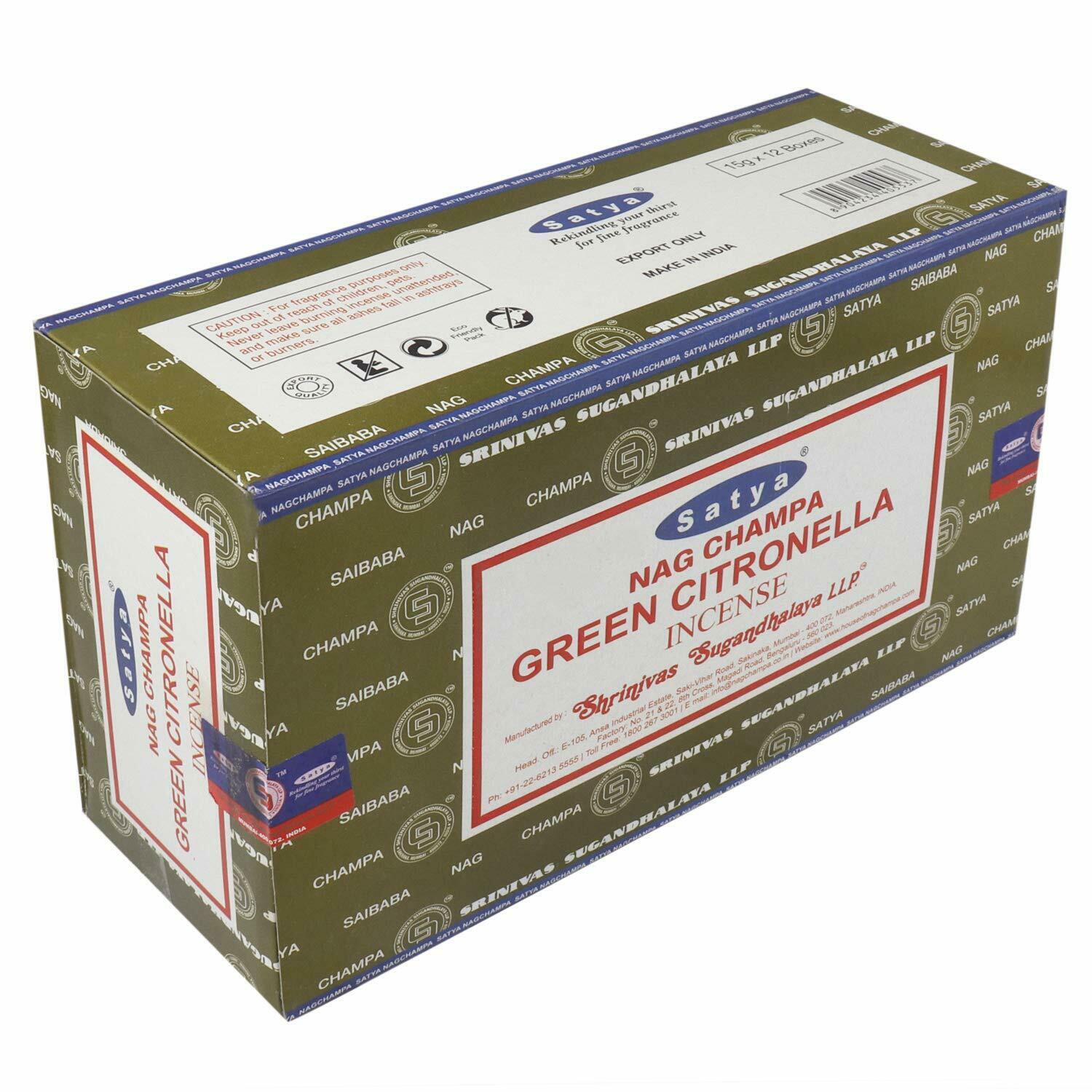 Satya Green Citronella Incense Sticks - 180g Box