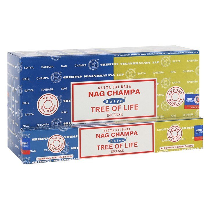 Satya Nag Champa And Tree Of Life Incense Sticks - 192g Mixed Box