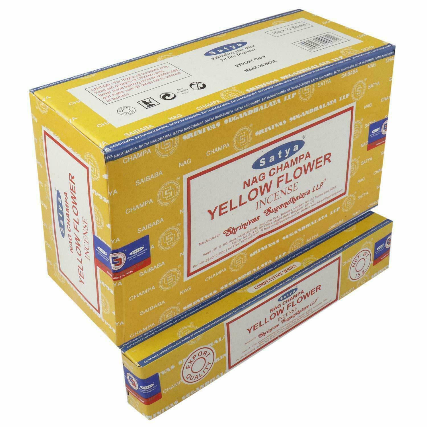 Satya Yellow Flower Incense Sticks - 180g Box