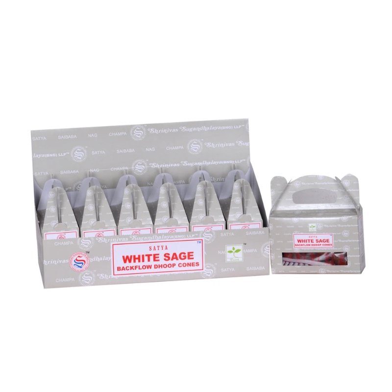 Satya White Sage Backflow Dhoop Cone - 6 X 24 pcs