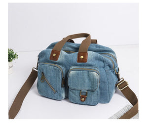 Light Blue Denim Designer Casual Tote Bag