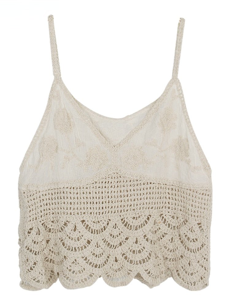 Hollowed Out Sleeveless Bohemian Beach Crop Top Vest | Knitted | Free ...