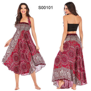 Women's Dark Red Versatile Bohemian Skirt Dress | Dual Purpose | Free Size