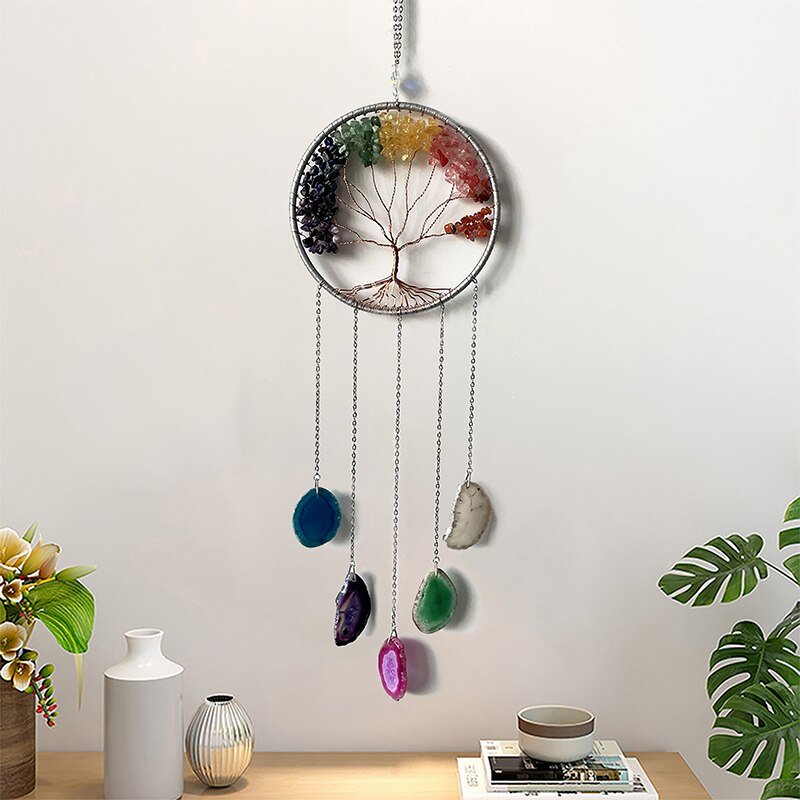 Multi-Coloured Tree Of Life Dream Catcher With Agnate