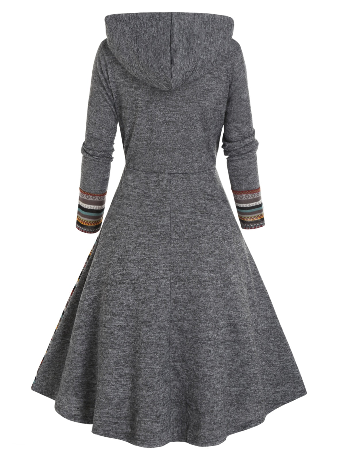 Colourful Tribal Robe Dress | High Wasit + Long Sleeve + Hoodie | S-XXL