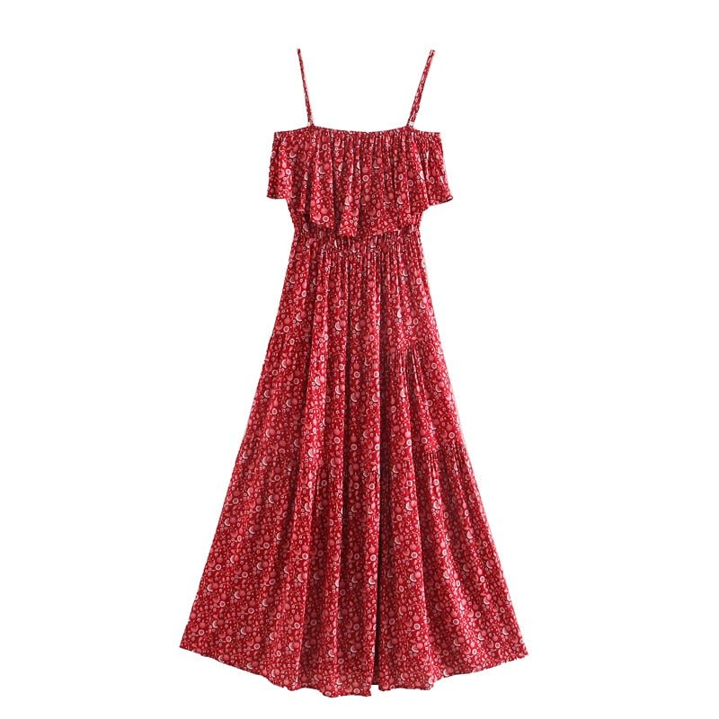 Short Sexy Bohemian Dress With Floral Print | Red Or Aqua | S-XL