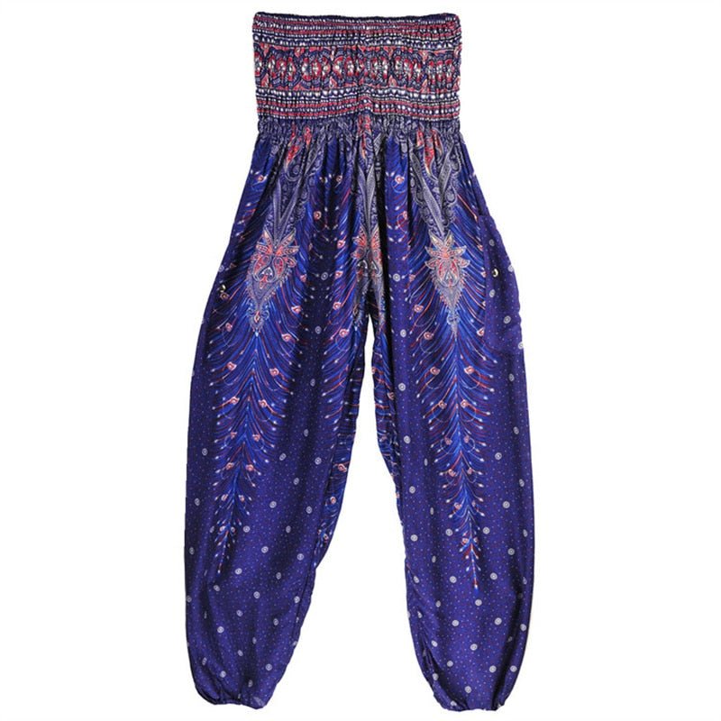 Women's Hippie Yoga Pants | Purple Magic Festival Design | Free Size
