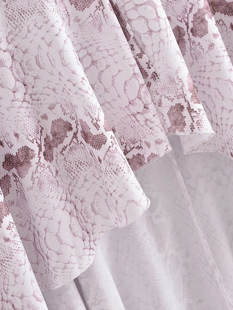 Women's White Patched Bohemian Sexy Deep V-Neck Dress | S-XL