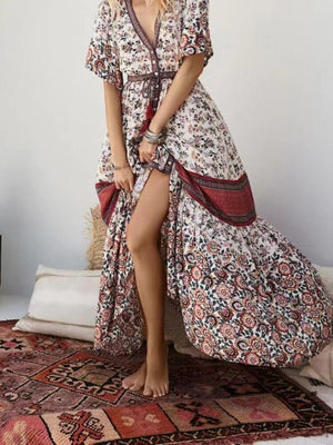 Women's Bohemian Beach Maxi Dress With Bat Sleeves | S-L | 2 Colours