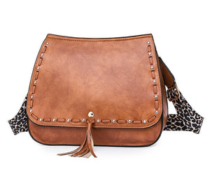 Gypsy Styled Fringed Rivet Shell Messenger Bag