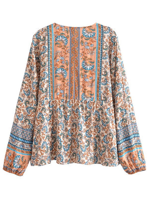 Women's Cotton / Rayon Long Sleeve Boho Top | S-L | 2 Colours