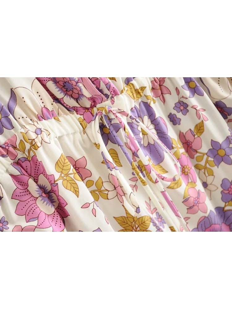 Women's Floral Boho Romper With Tassels | V-Neck Jumpsuit | S-L