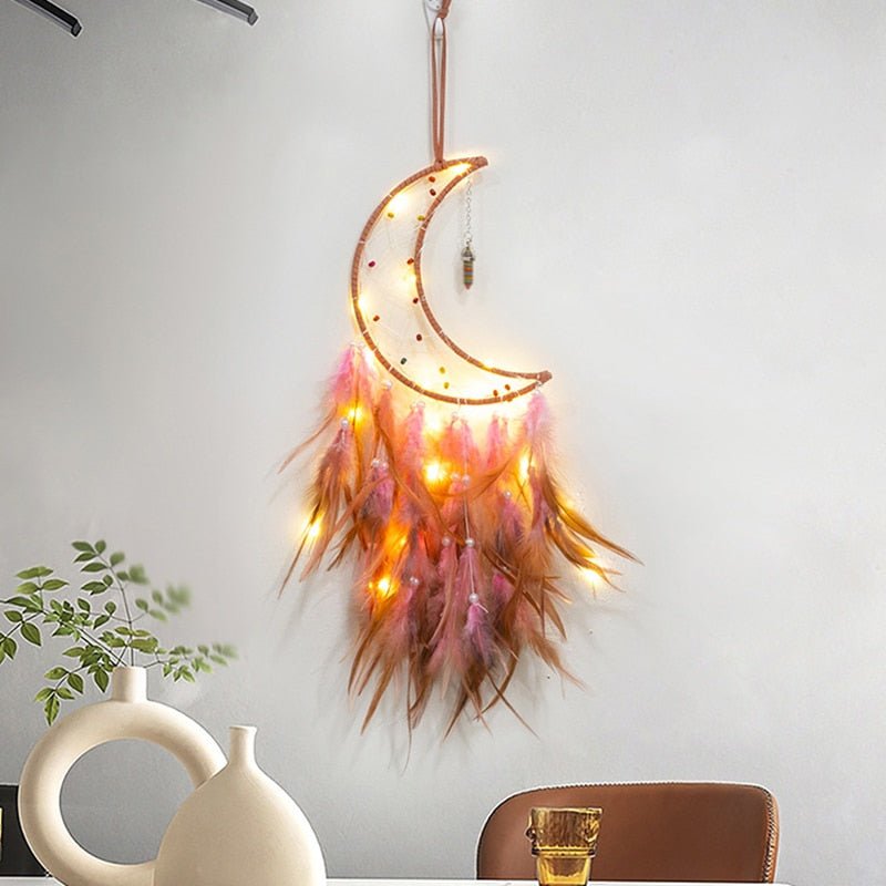 Moon And Star Dream Catchers With Feathers | Various Colours