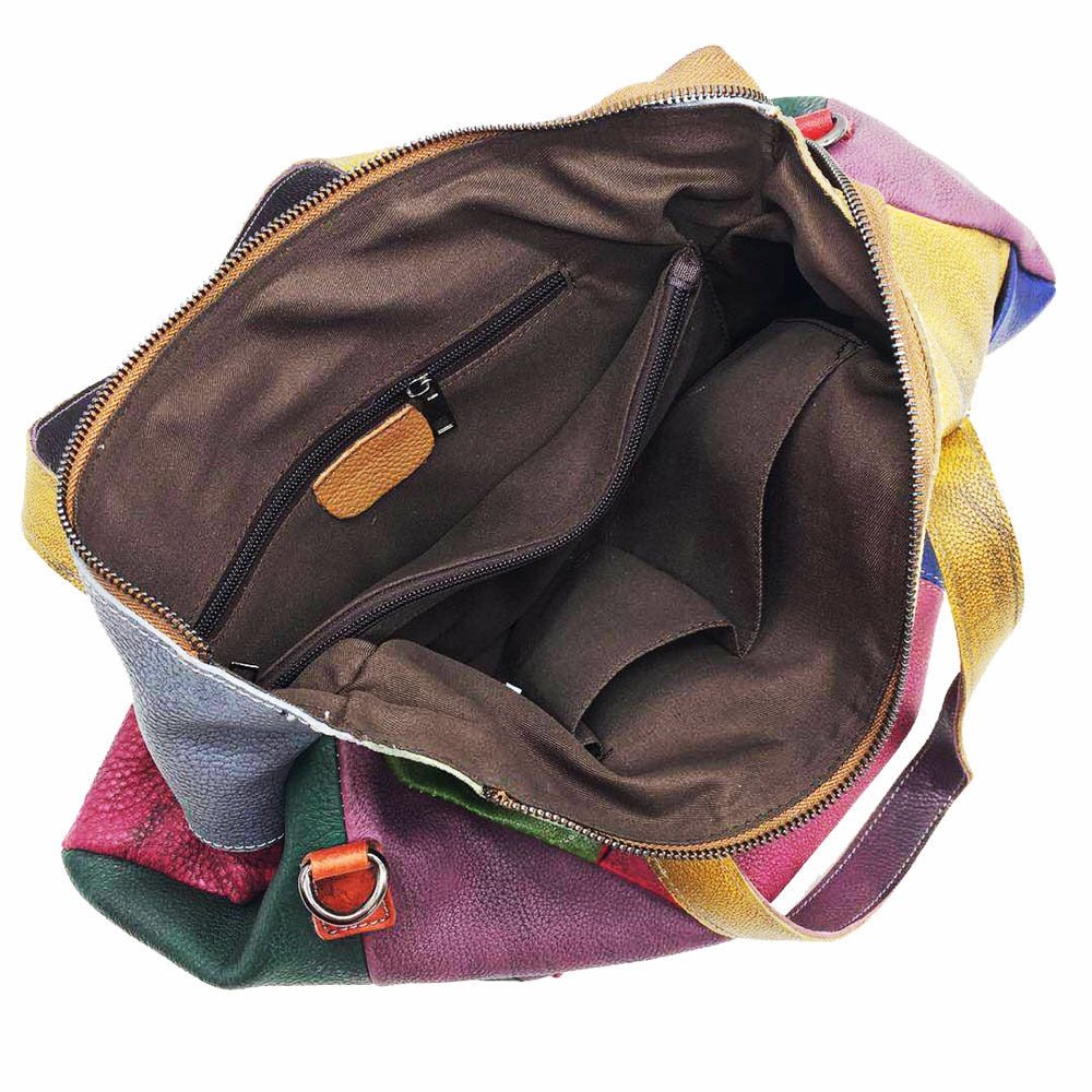 Oversized Genuine Cow Leather Patchwork Crossbody Bag