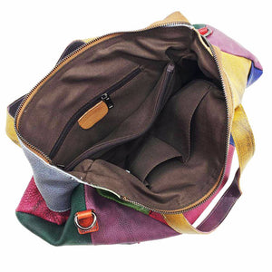 Oversized Genuine Cow Leather Patchwork Crossbody Bag