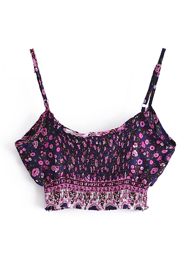 Women's Purple Boho Two Piece Outfit | Sleeveless Top + Bohemian Pants | S-L