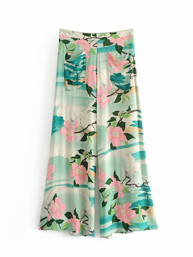 Women's Bohemian Loose Fit Long Pants | Crane Design | S-XL