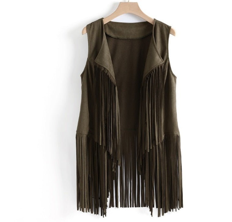 Sleevless 60's Styled Vintage Vest With Tassels | Various Colours | S-XXXL