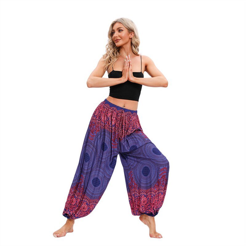 Women's Purple Genie Styled Hippie Harem High Waisted Zumba Pants | 100% Rayon | Free Size