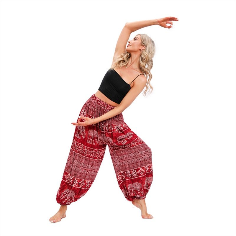 Women's Thailand Styled Hippie Harem High Waisted Zumba Pants | 100% Rayon | Free Size