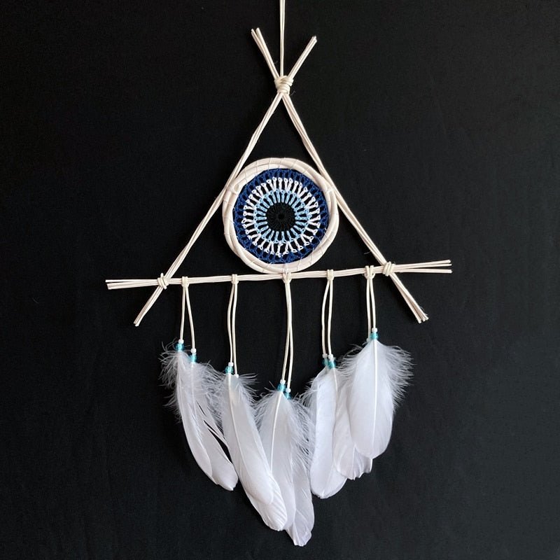 Mini White Evil Eye Bohemian Styled Dream Catcher
