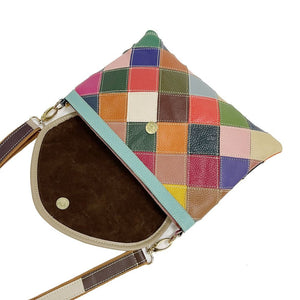 80s Styled Patchwork Fashion Sling Bag - Genuine Leather