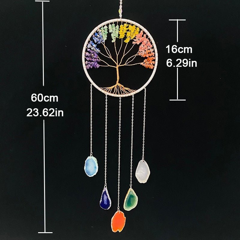 Multi-Coloured Tree Of Life Dream Catcher With Agnate