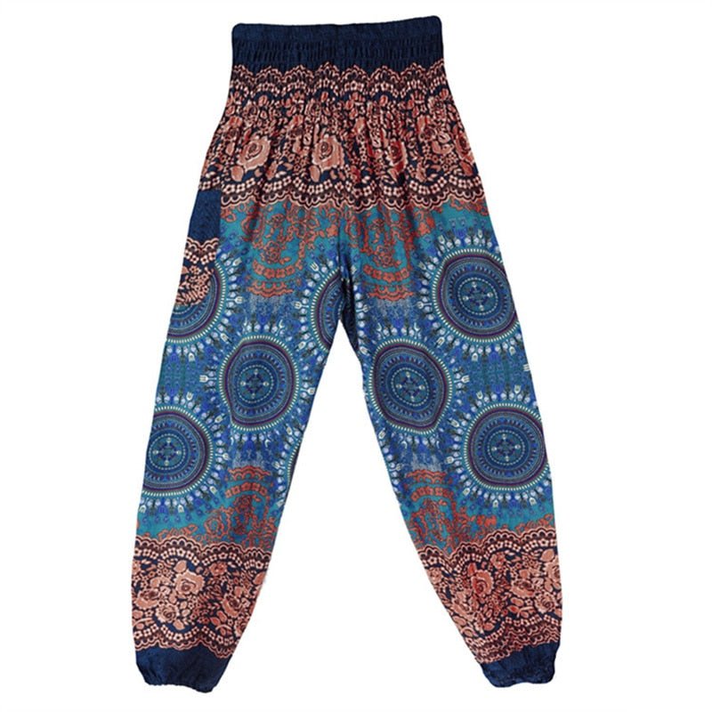 Women's Hippie Yoga Pants | Bohemian Circle Design | Free Size