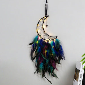 Moon And Star Dream Catchers With Feathers | Various Colours