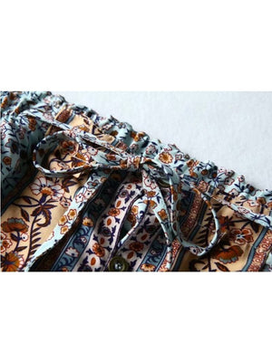 Vintage Styled Hippie Skirt | Orange + Blue | S-L
