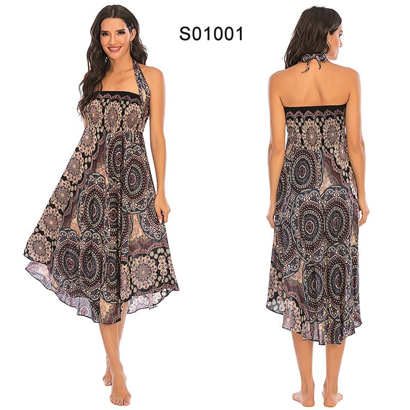 Women's Native Swirls Versatile Bohemian Skirt Dress | Dual Purpose | Free Size