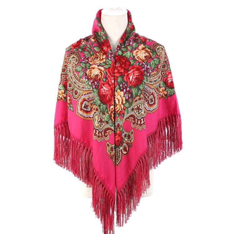 Women's Winter Hippie Flower Printered Poncho Cape | Various Colours | Free Size