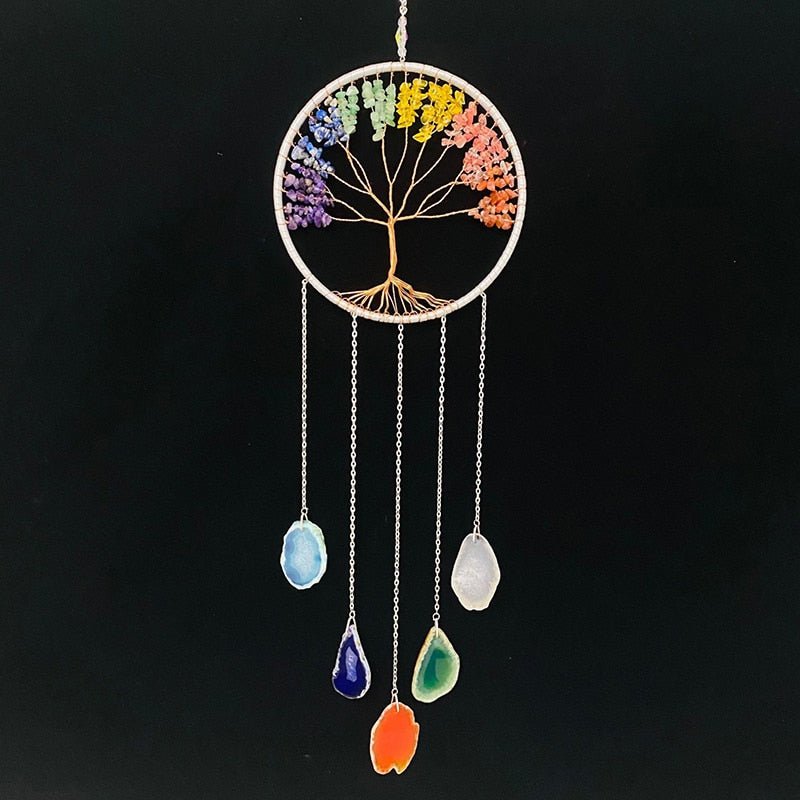 Multi-Coloured Tree Of Life Dream Catcher With Agnate