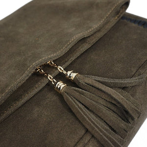 Genuine Leather Nubuck Loop Fringed Side Shoulder Bag - 2 Colours Available