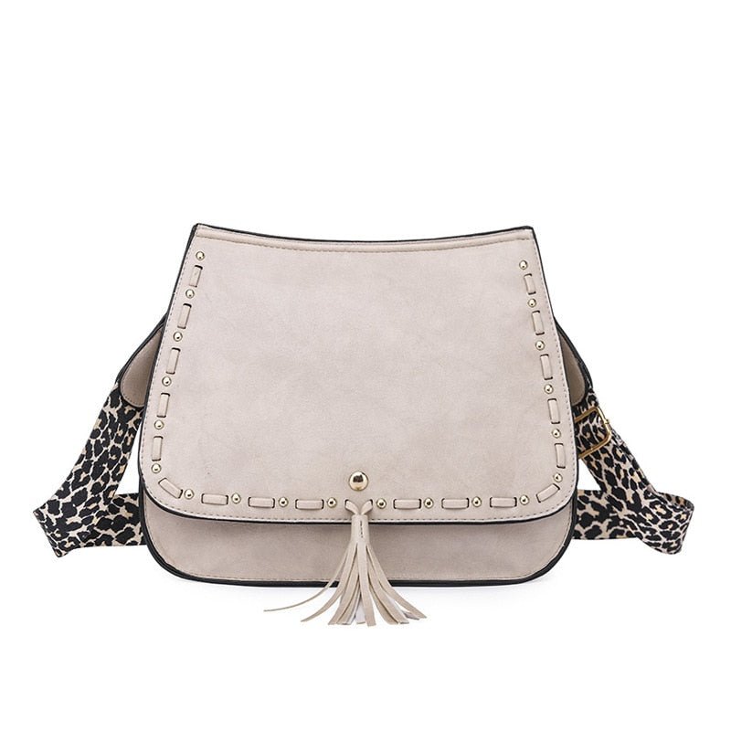 Gypsy Styled Fringed Rivet Shell Messenger Bag
