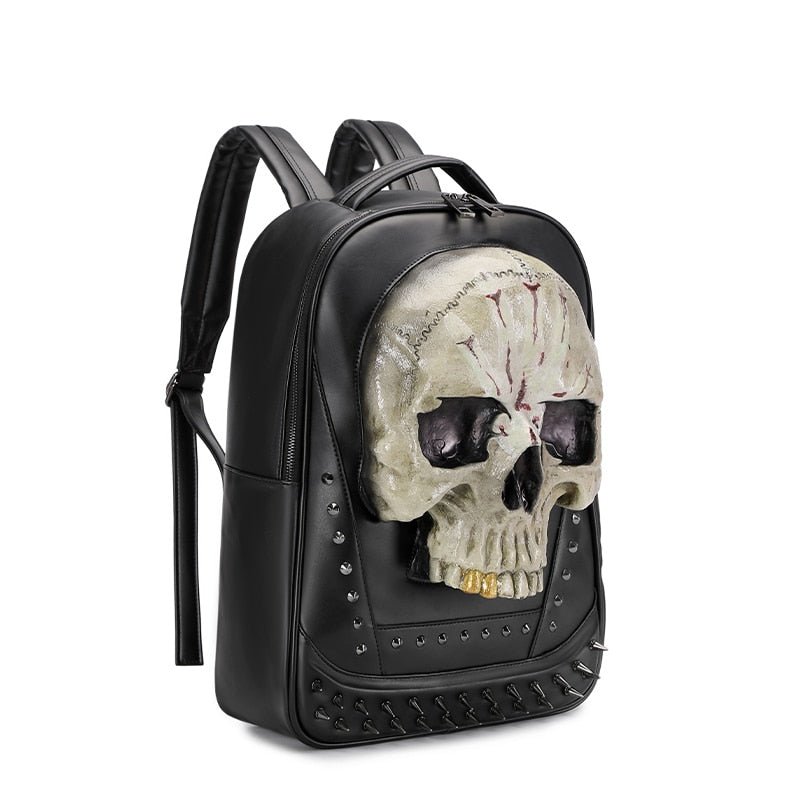Leather Hippie Skull Bag With Rivets